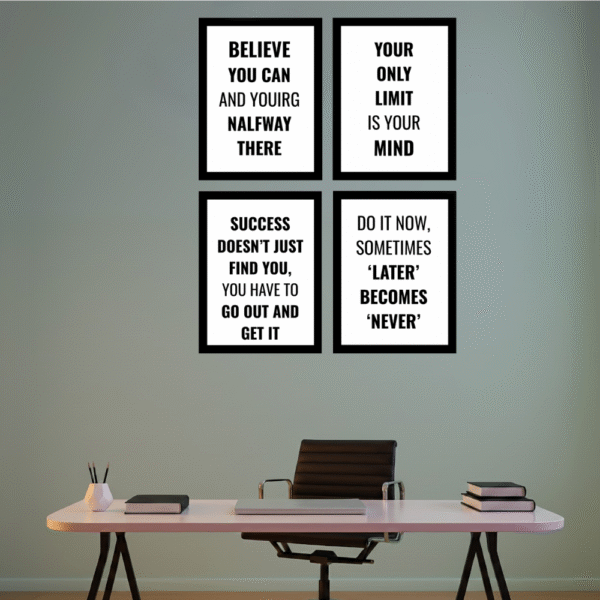 ''Motivational Quote Frames Combo - Set of 4 for Home & Office Decor''